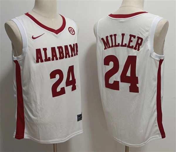 Mens Alabama Crimson Tide #24 Brandon Miller Nike 2022-23 White College Basketball Game Jersey