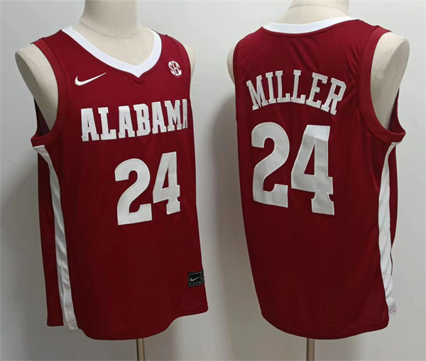 Mens Alabama Crimson Tide #24 Brandon Miller Nike Basketball Limited Jersey Crimson
