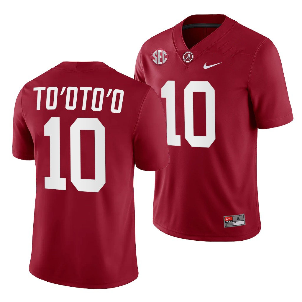 Mens Alabama Crimson Tide #10 Henry To'o To'o Nike Crimson College Football Game Jersey