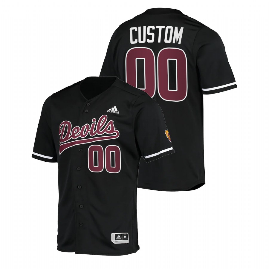 Men's Youth Arizona State Sun Devils Custom Adidas Black Button Baseball Game Jersey
