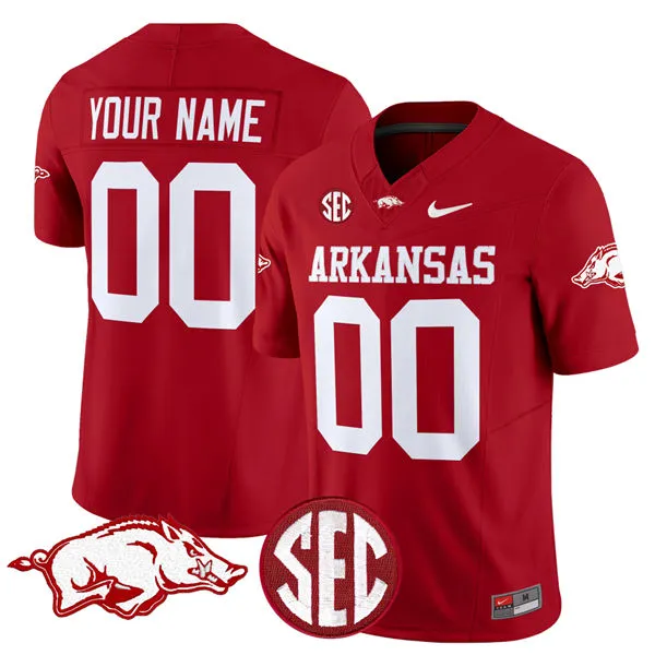 Arkansas Razorbacks Custom Nike 2025 Cardinal College Football Game Jersey