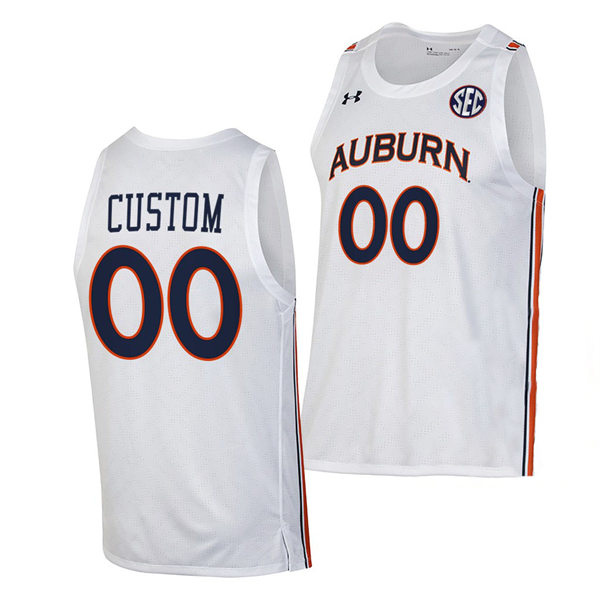 Mens Auburn Tigers Custom 2020 White Under Armour Basketball Jersey
