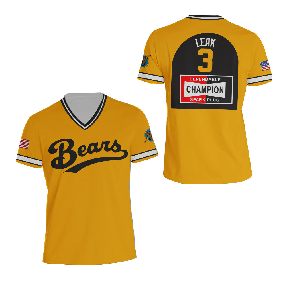 Mens The Bad News Bears Film #3 Kelly Leak DepenDable Champion Stitched Yellow Pullover Baseball Jersey