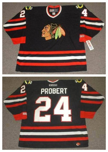 Men's Chicago Blackhawks 1996-97 #24 Bob Probert Game Worn Alternate Black CCM  Jersey