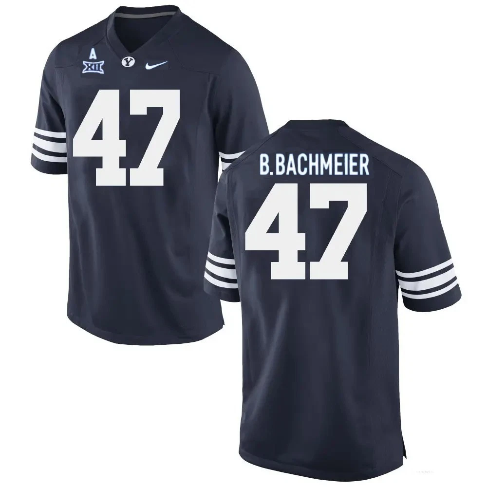 BYU Cougars #47 Bear Bachmeier Navy College Football Game Jersey