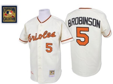 Baltimore Oriole #5 Brooks Robinson Cream Throwback Jersey