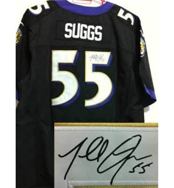 Baltimore Ravens #55 Terrell Suggs Black Nik Elite Signed Jersey