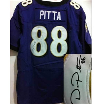 Baltimore Ravens #88 Dennis Pitta Purple Nik Elite Signed Jersey
