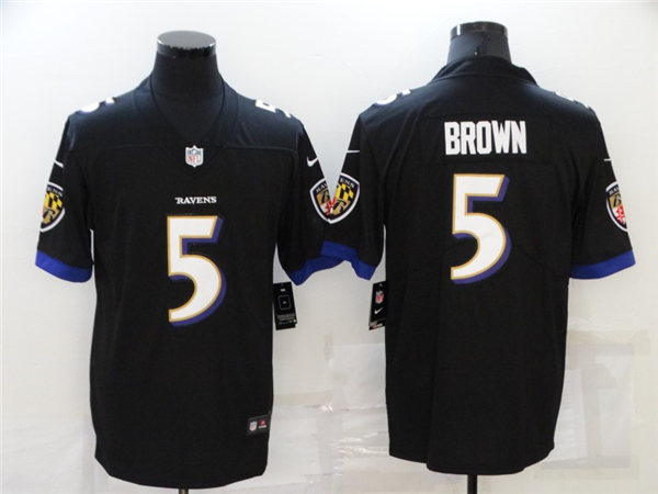 Men's Baltimore Ravens #5 Marquise Brown Nike Black Vapor Limited Player Jersey