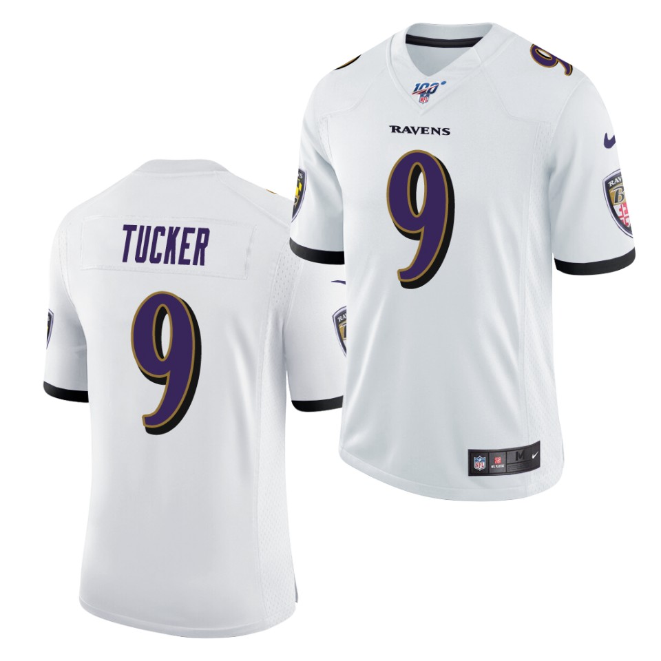 Youth Baltimore Ravens #9  Justin Tucker Nike White Player Game Jersey