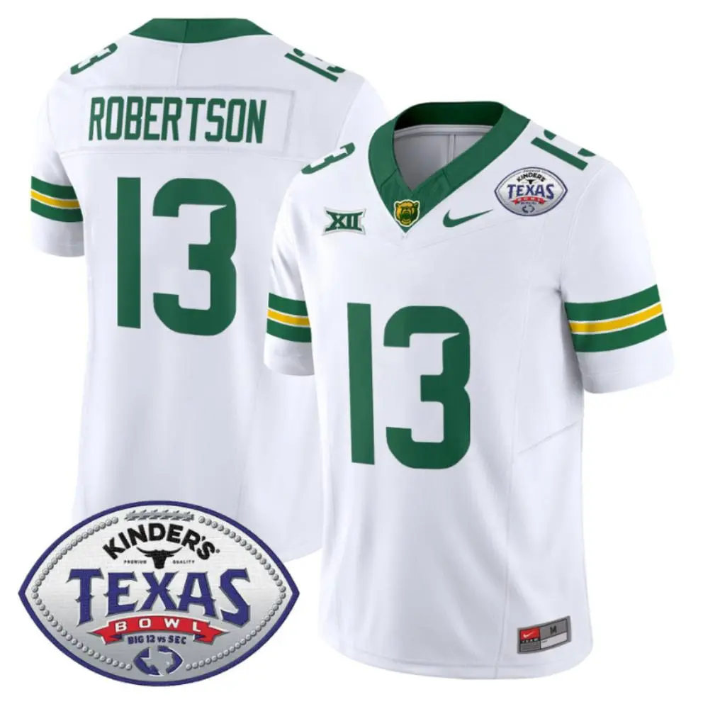 Baylor Bears #13 Sawyer Robertson 2025 White College Football Game Jersey