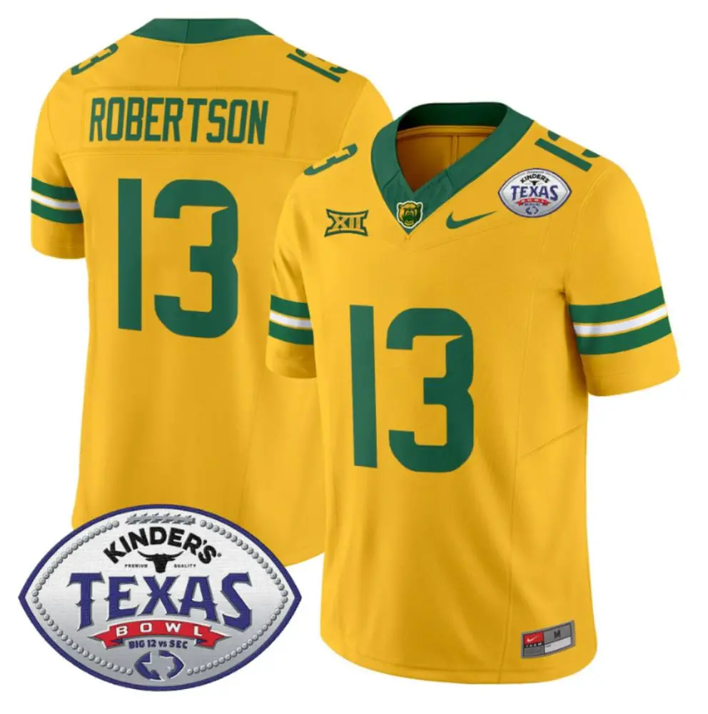 Baylor Bears #13 Sawyer Robertson 2025 Gold College Football Game Jersey