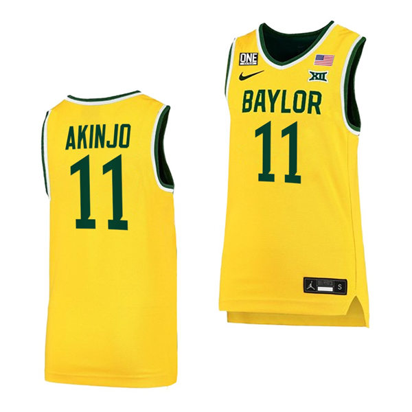 Mens Baylor Bears #11 James Akinjo Nike Gold College Basketball Game Jersey
