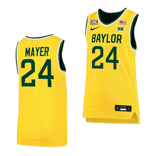 Mens Baylor Bears #24 Matthew Mayer Nike Gold College Basketball Game Jersey