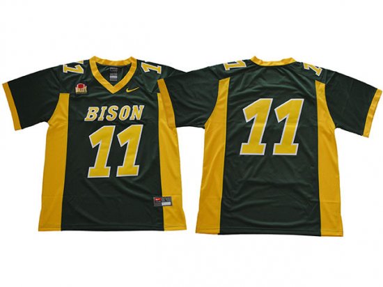 Men's North Dakota State Bison #11 Carson Wentz Green Without Name Nike College Football Jersey