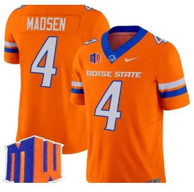 Mens Boise State Broncos #4 Maddux Madsen 2024 Orange College Football Game Jersey