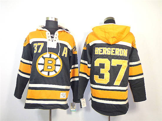 Boston Bruins #37 Patrice Bergeron Black Old Time Hockey hoodies
