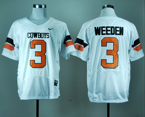 Men's Oklahoma State Cowboys #3 Isaac Maselera White College Football Jersey