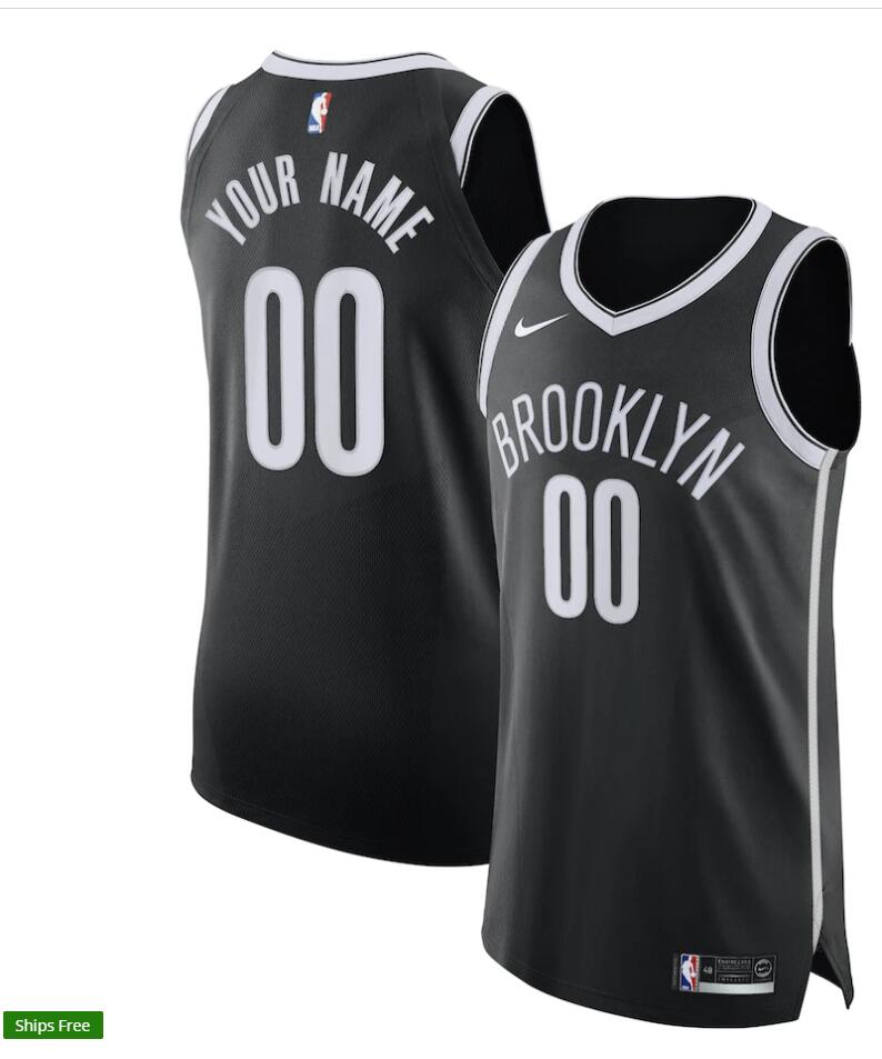 Mens Brooklyn Nets Customized Nike Black Icon Edition Jersey