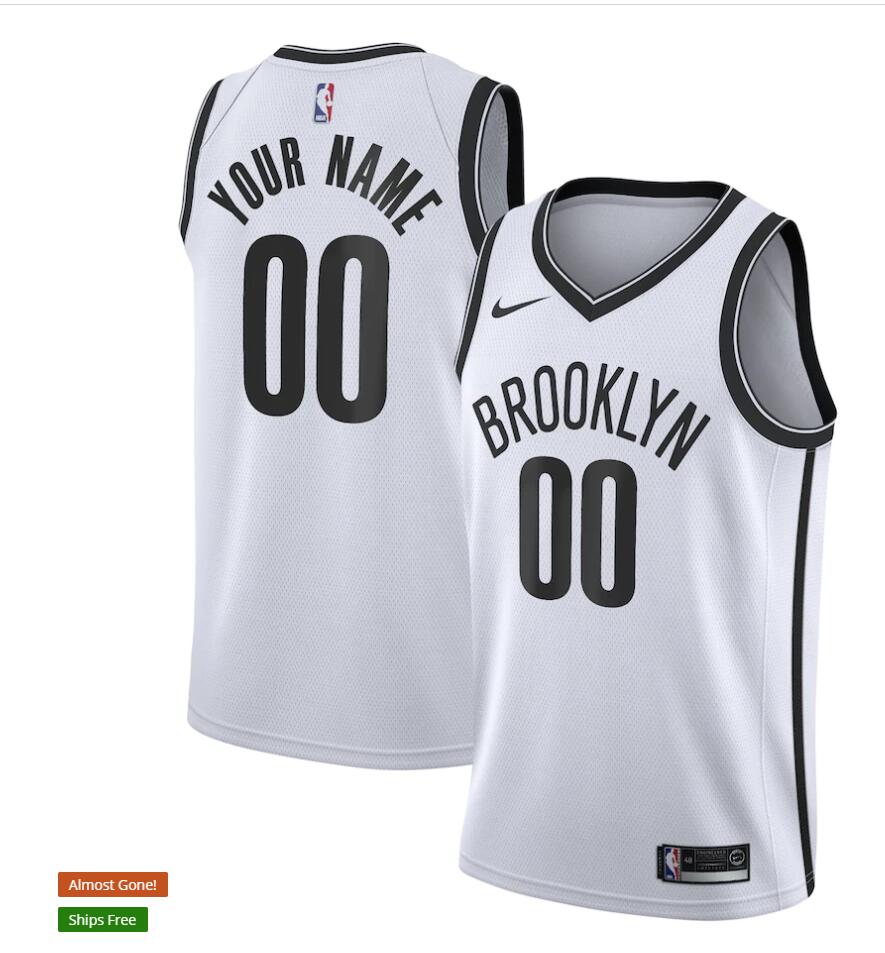 Kids Brooklyn Nets Customized Nike White Association Edition Jersey