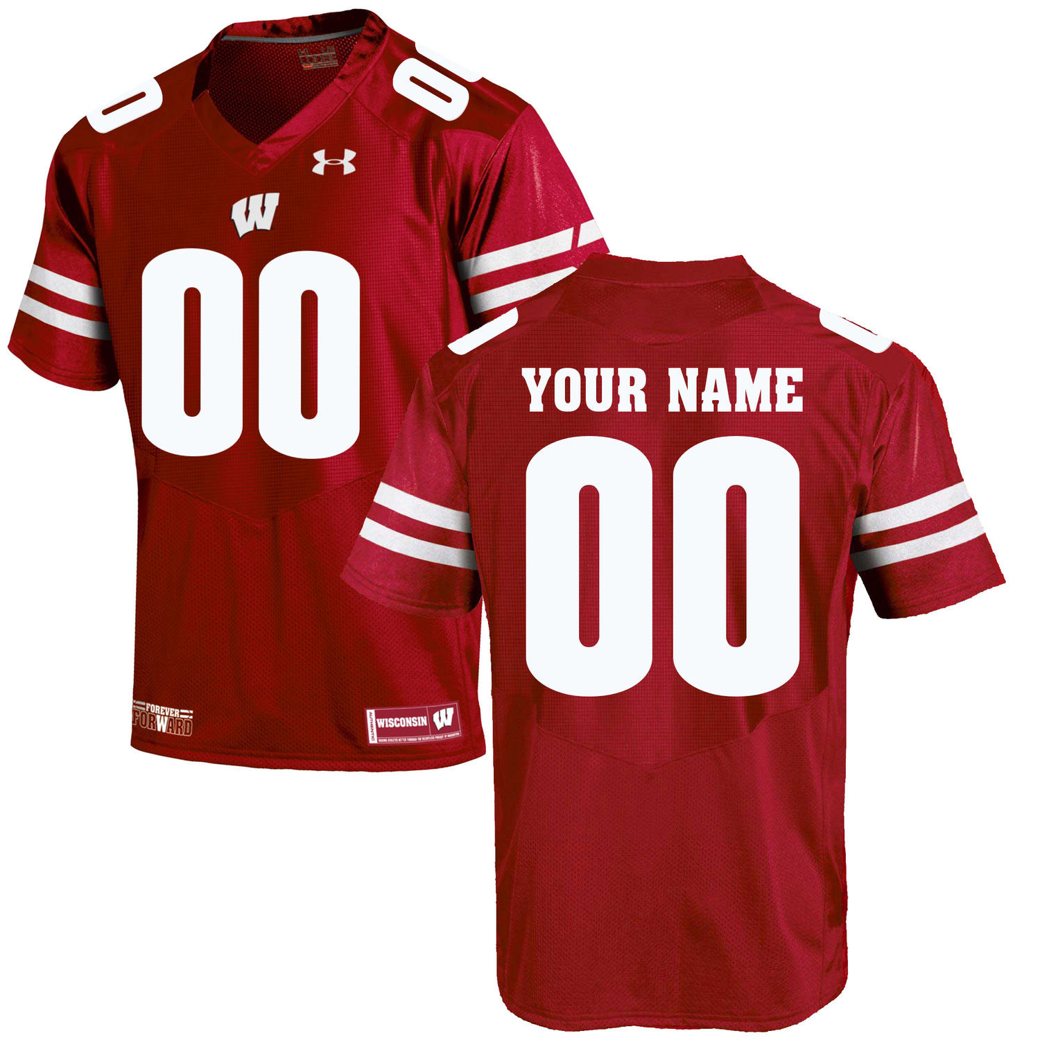 Mens Wisconsin Badgers Custom Caesar Williams Jalen Berger Nick Herbig Kaden Johnson Spencer Lytle Red Under Armour Football Jersey