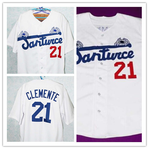 Men's Cangrejeros de Santurce PUERTO RiCO  #21 Roberto Clemente White baseball Jerseys