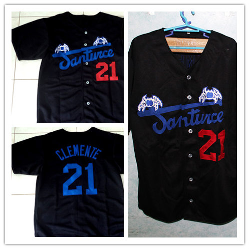 Men's Cangrejeros de Santurce PUERTO RiCO  #21 Roberto Clemente Black baseball Jerseys