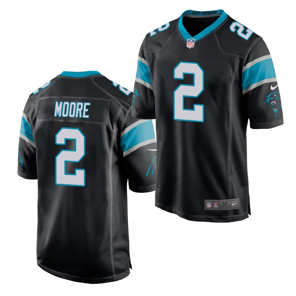 Mens Carolina Panthers #2 D. J. Moore Nike Black Vapor Limited Jersey