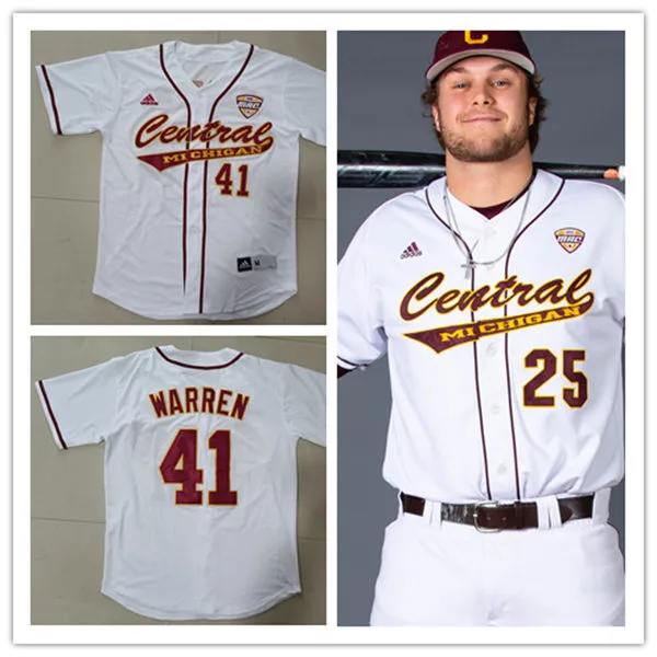 Central Michigan Chippewas Custom Adidas White College Baseball Jersey