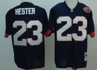 Men's Chicago Bears #23 Devin Hester Blue Throwback Jersey With Bear Patch Jersey