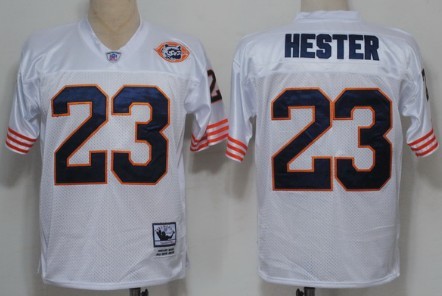 Chicago Bears #23 Devin Hester White Throwback Jersey With Bear Patch Jersey