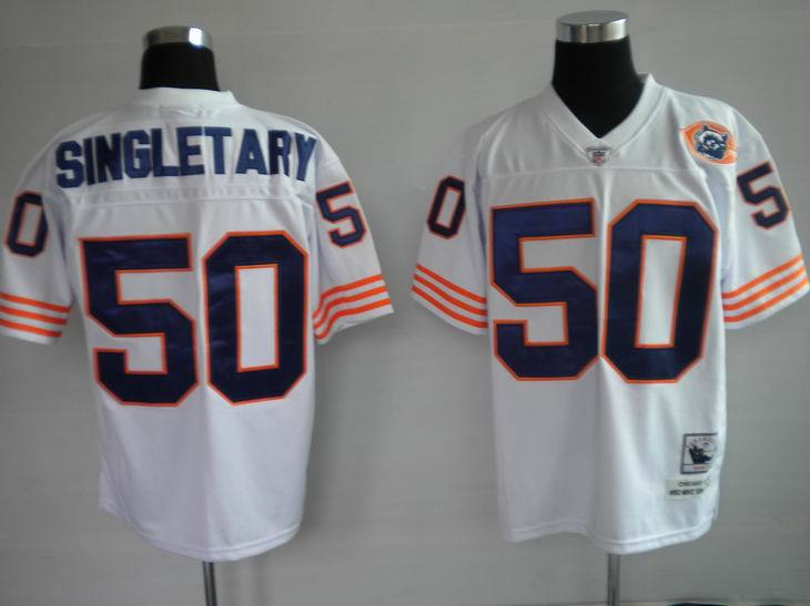 Mitchell&Ness Chicago Bears #50 Mike Singletary White Throwback Jersey