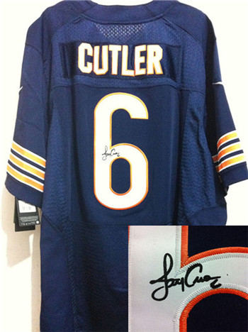 Chicago Bears #6 Jay Cutler Blue Nike Signed Elite Jersey