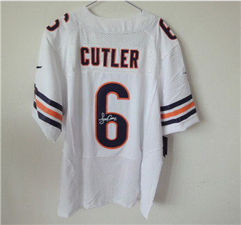 Chicago Bears #6 Jay Cutler White Nike Signed Elite Jersey