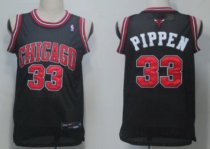 Men's Chicago Bulls #33 Scottie Pippen Black With Chicago Swingman Jersey