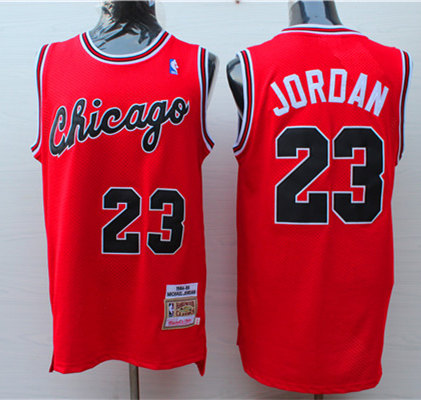 Men's Chicago Bulls #23 Michael Jordan 1984-85 Red Mitchell&Ness Throwback Jersey
