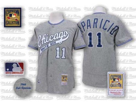 Chicago White Sox #11 Luis Aparicio 1969 Gray Wool Throwback Jersey