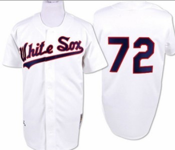 Men's Chicago White Sox #72 Carlton Fisk Throwback Jersey  White Buttons