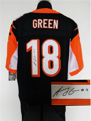 Cincinnati Bengals #18 A.J. Green Black Nik Elite Signed Jersey