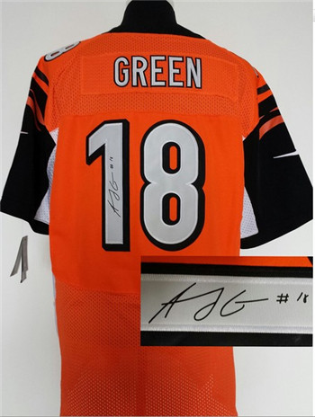 Cincinnati Bengals #18 A.J. Green Orange Nik Elite Signed Jersey