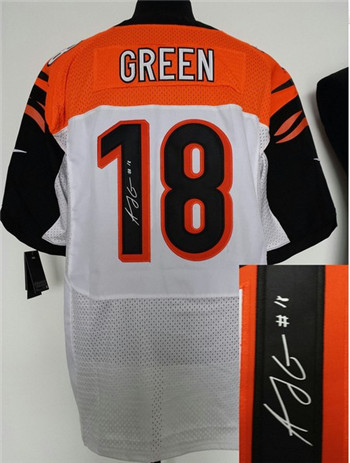 Cincinnati Bengals #18 A.J. Green White Nik Elite Signed Jersey