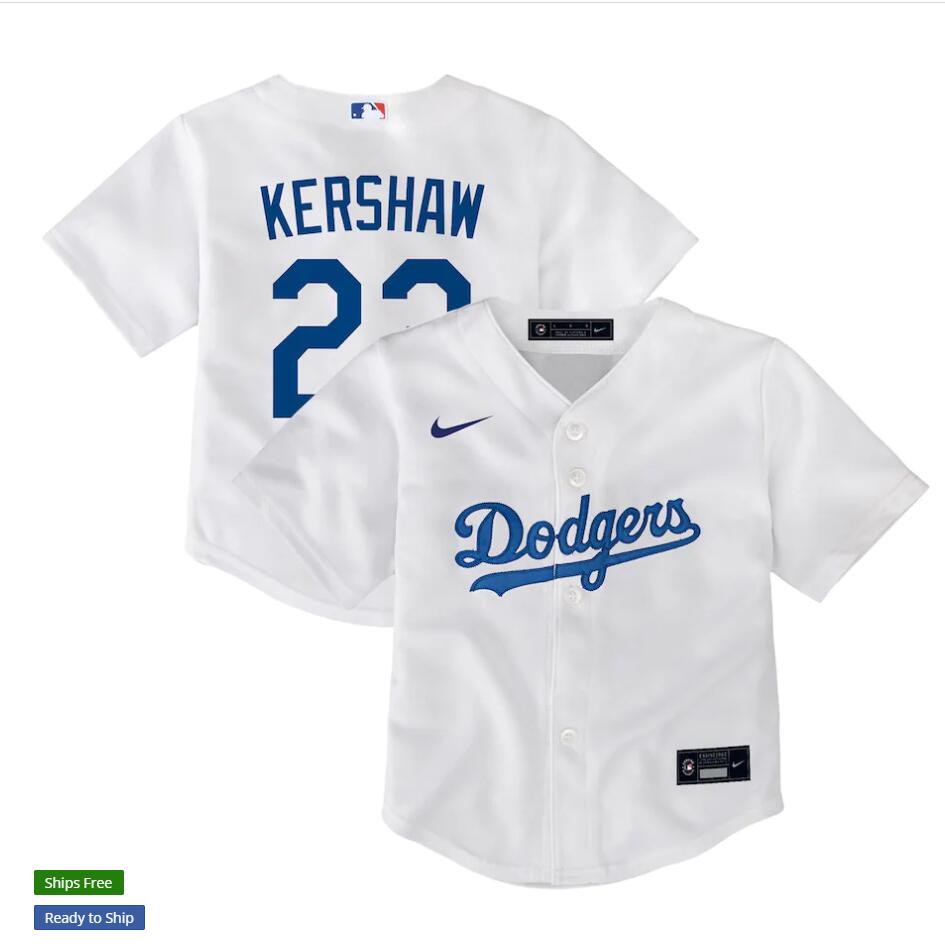 Toddlers Los Angeles Dodgers #22 Clayton Kershaw Nike Home White Preschool Baseball Jersey