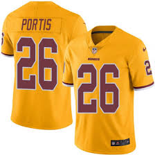 Mens Washington Redskins Retired Player #26 Clinton Portis Nike Gold Color Rush Football Jersey