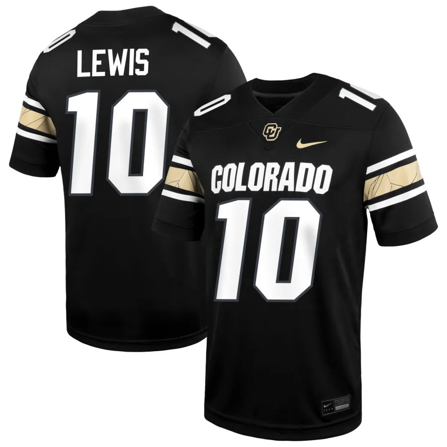 Colorado Buffaloes #10 Julian Lewis 2025 Black White College Football Game Jersey