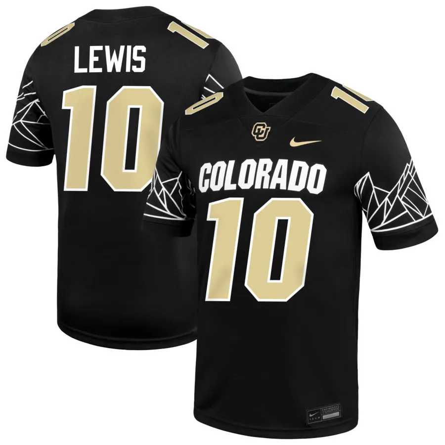 Colorado Buffaloes #10 Julian Lewis 2025 Black Gold College Football Game Jersey