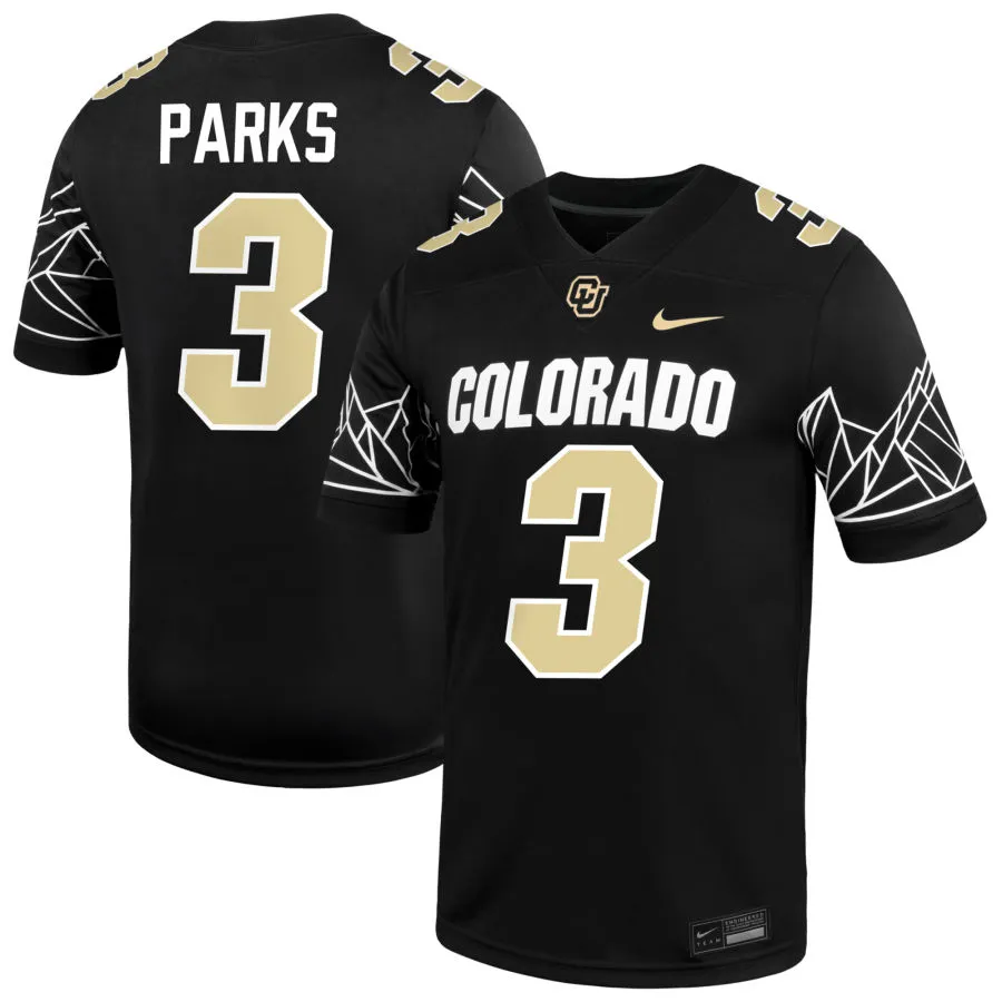 Colorado Buffaloes #3 Kaidon Salter Black Gold College Football Game Jersey