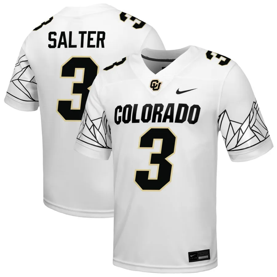 Colorado Buffaloes #3 Kaidon Salter White College Football Game Jersey