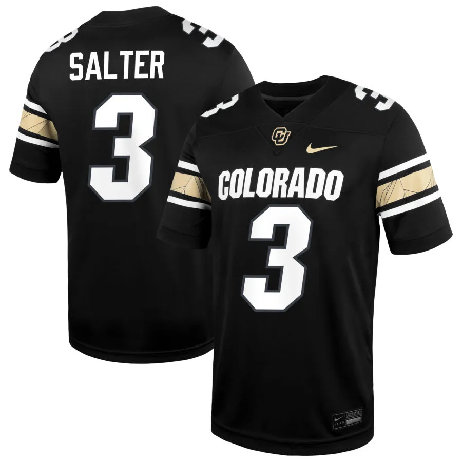 Colorado Buffaloes #3 Kaidon Salter Black College Football Game Jersey