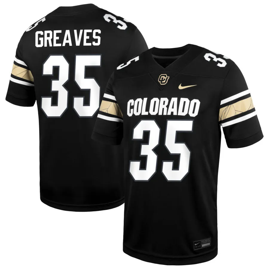 Colorado Buffaloes #35 Damon Greaves Black College Football Game Jersey