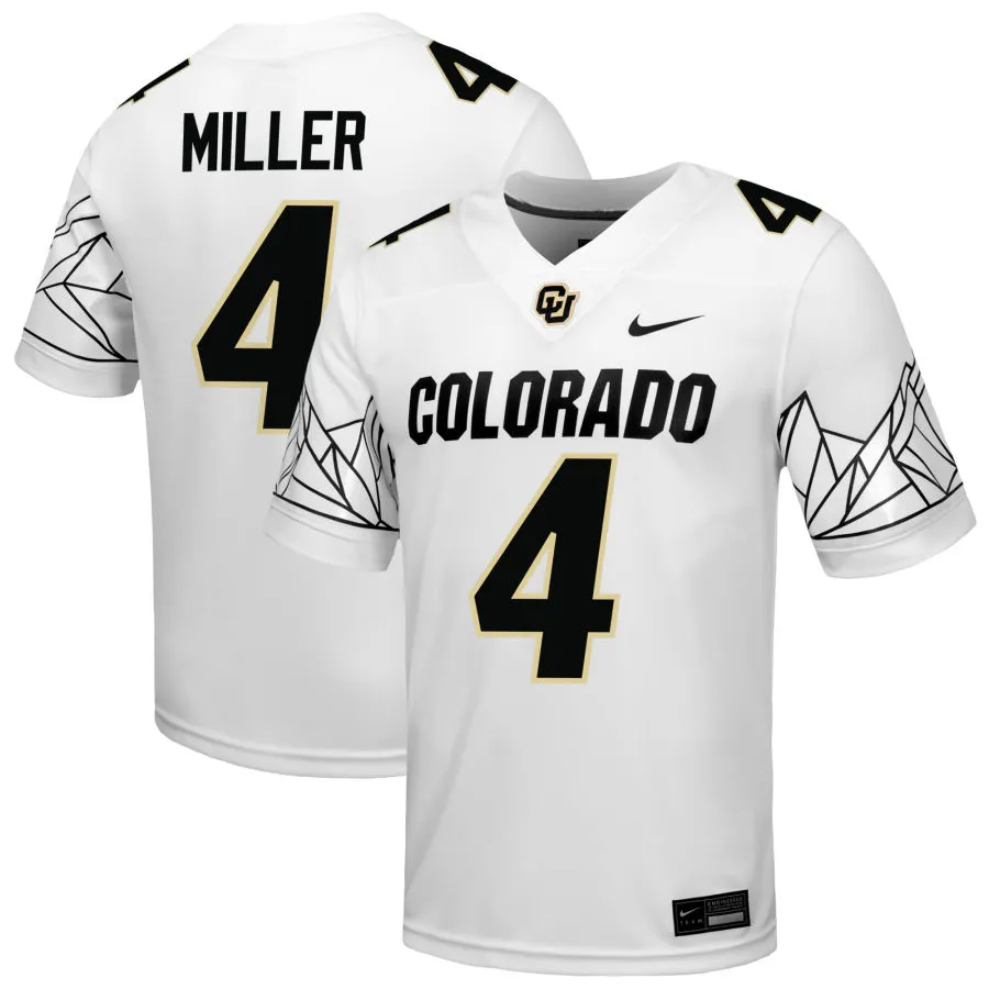 Colorado Buffaloes #4 Omarion Miller 2025 White College Football Game Jersey